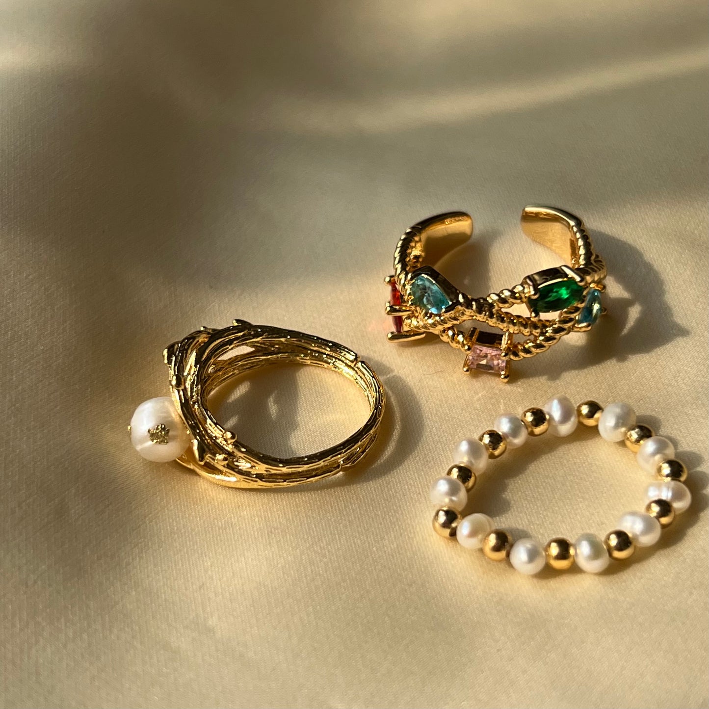 Gold Foil Pearl Ring