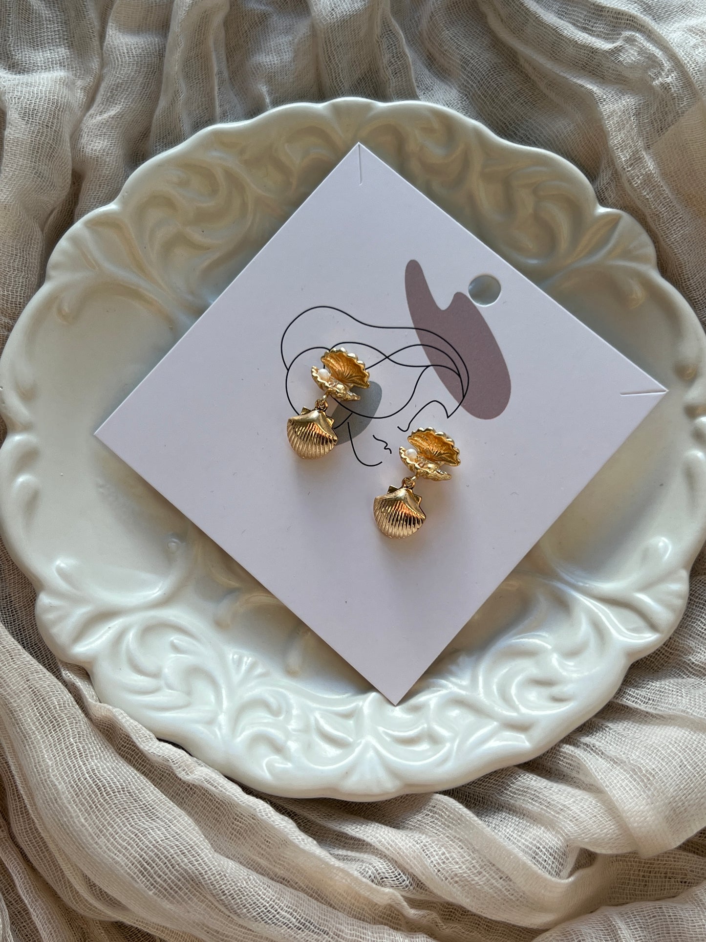 Shell and Pearl Earrings